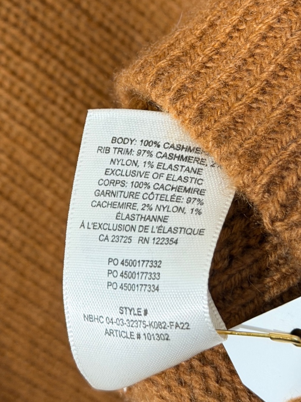 Aritzia Wilfred Cashmere V-Neck Cardigan Size Medium Ribbed Tan Brown Luxury - Picture 7 of 10